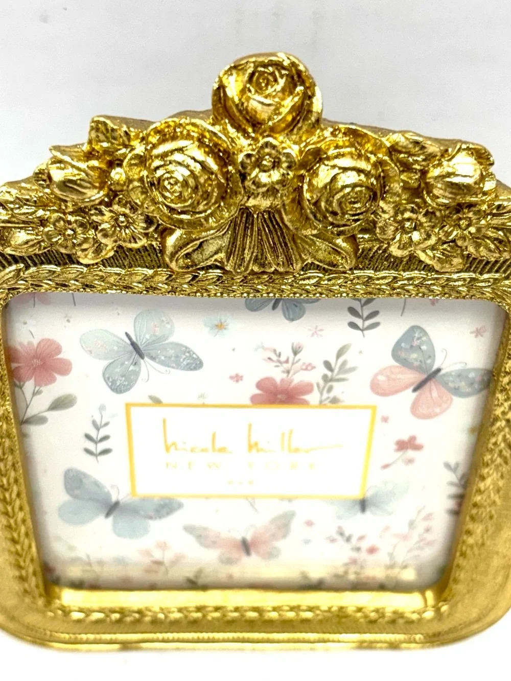 Nicole Miller Square Rococo Revival Style Gold 4 x 4 Picture Frame F441005